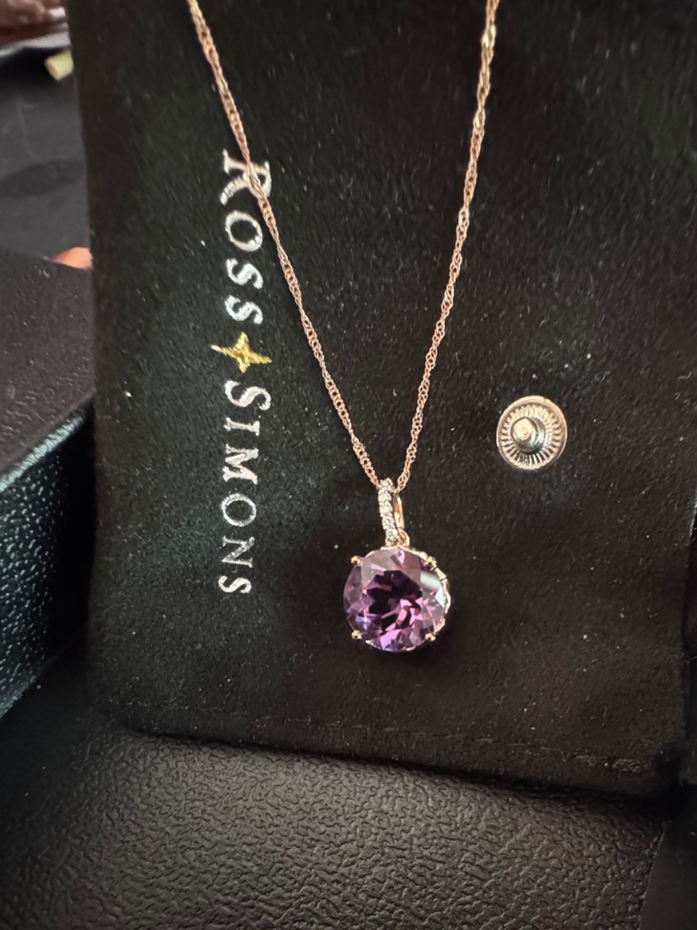 Ross Simons Amethyst and Rose Gold Necklace